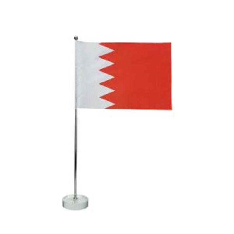 Bahrain Flag with Metal Pole and Glass Base